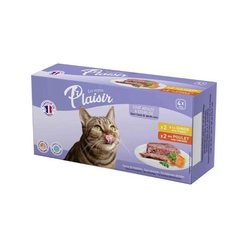 Barquettes Chats Viandes 4x100Gr 2 parfums 