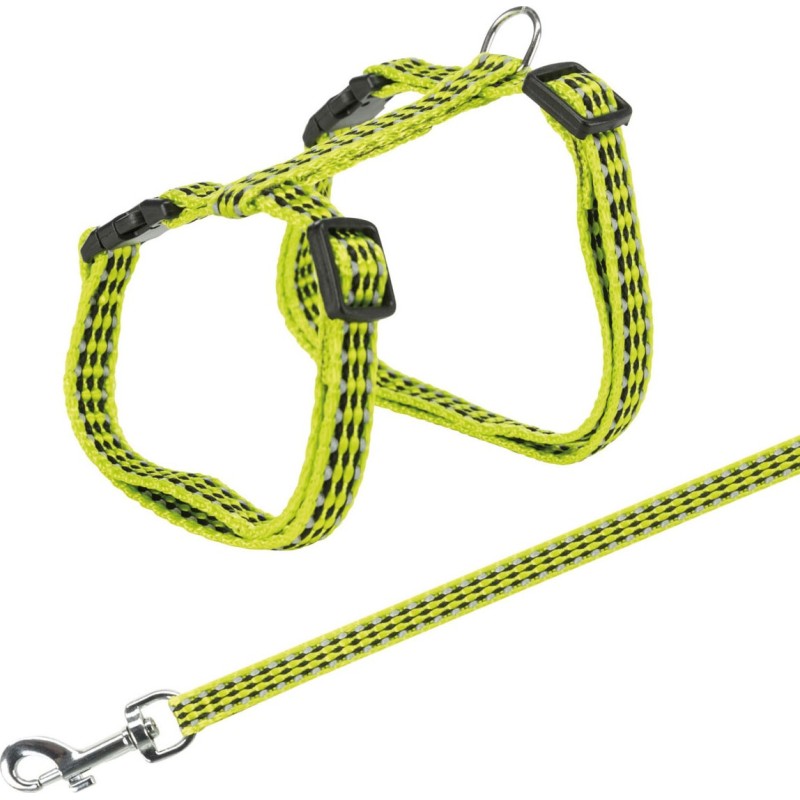 Harnais+Laisse Chat Réfléchissant Coloris aléatoire