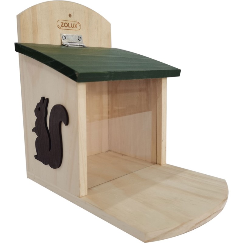 Mangeoire Bois Ecureuil Vert 15x22x22cm