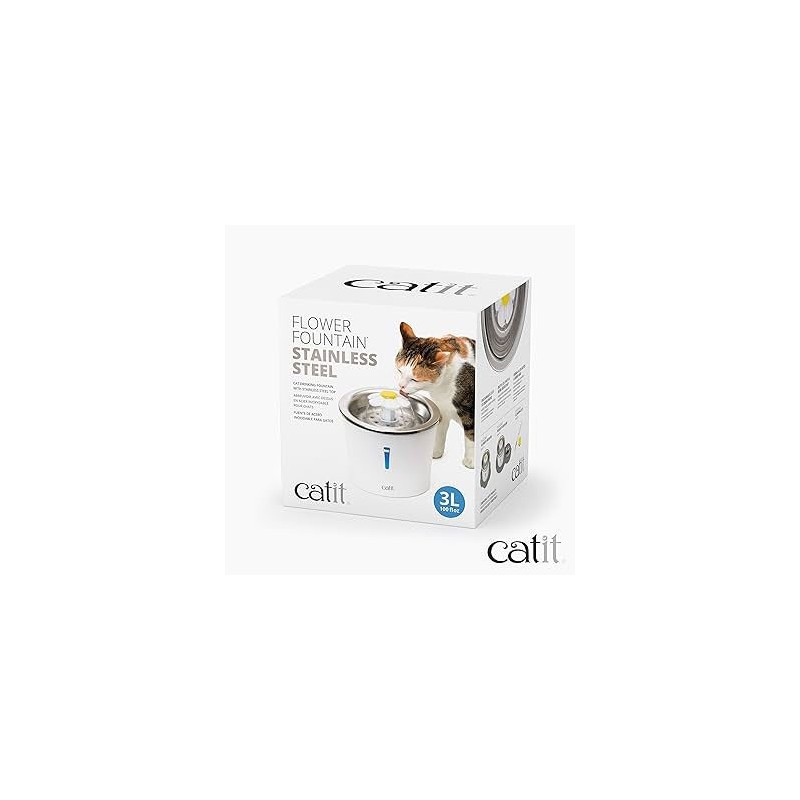 Flower Acier Fontaine Chat 3L 